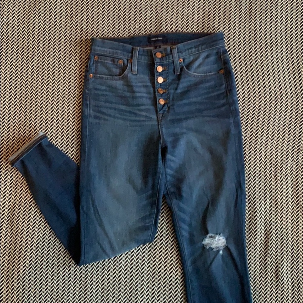 J Crew 10” Highest-rise Toothpick Ripped Jean 28